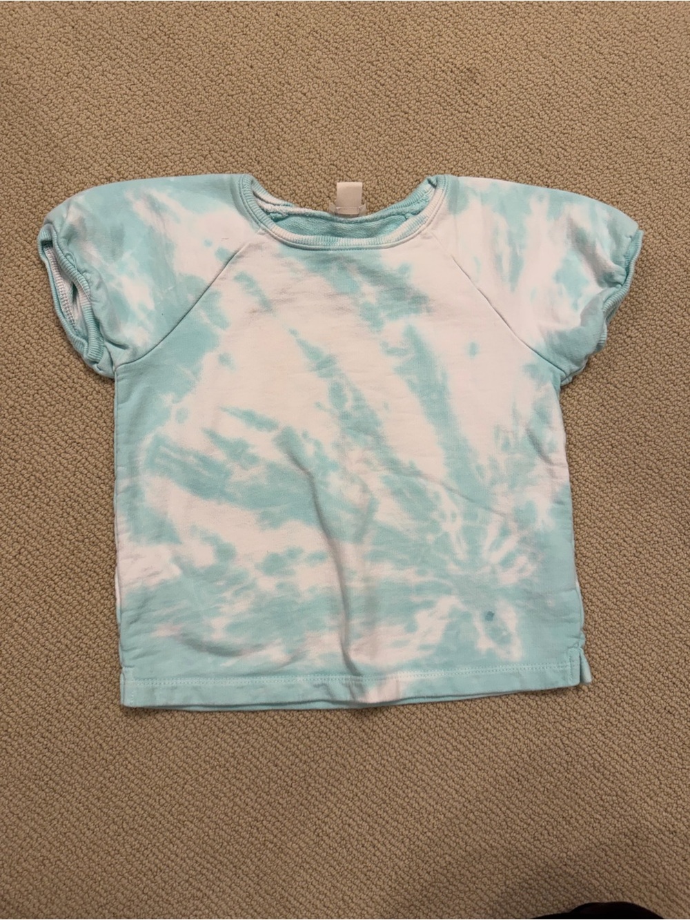 Crewcuts Aqua & White Tie-Dye Short Sleeve Sweatshirt